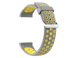 Bracelete Silicone Design de Vários Furos Cor Dupla para Huawei Watch Gt Cyber Cinza/Amarelo