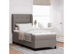Vidaxl Cama Box Com Cabeceira Cinzento-acastanhado 90 X 190 Cm Tecido
