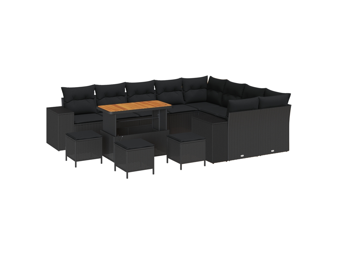 Conjunto 13 Móveis Para Exterior Vidaxl Preto Vime Pe (110 X 55 X 71 Cm)