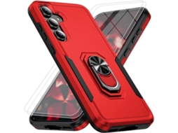 Capa Para Samsung Galaxy A57 5g Com 2 Protetores De Ecrã De Vidro Temperado Vermelho Hexinyigjly