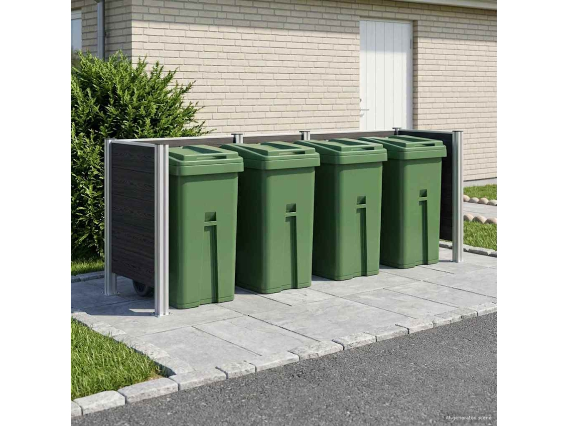 Vidaxl Cerca Para Caçamba De Lixo Cinzento 315 X 85 X 115 Cm