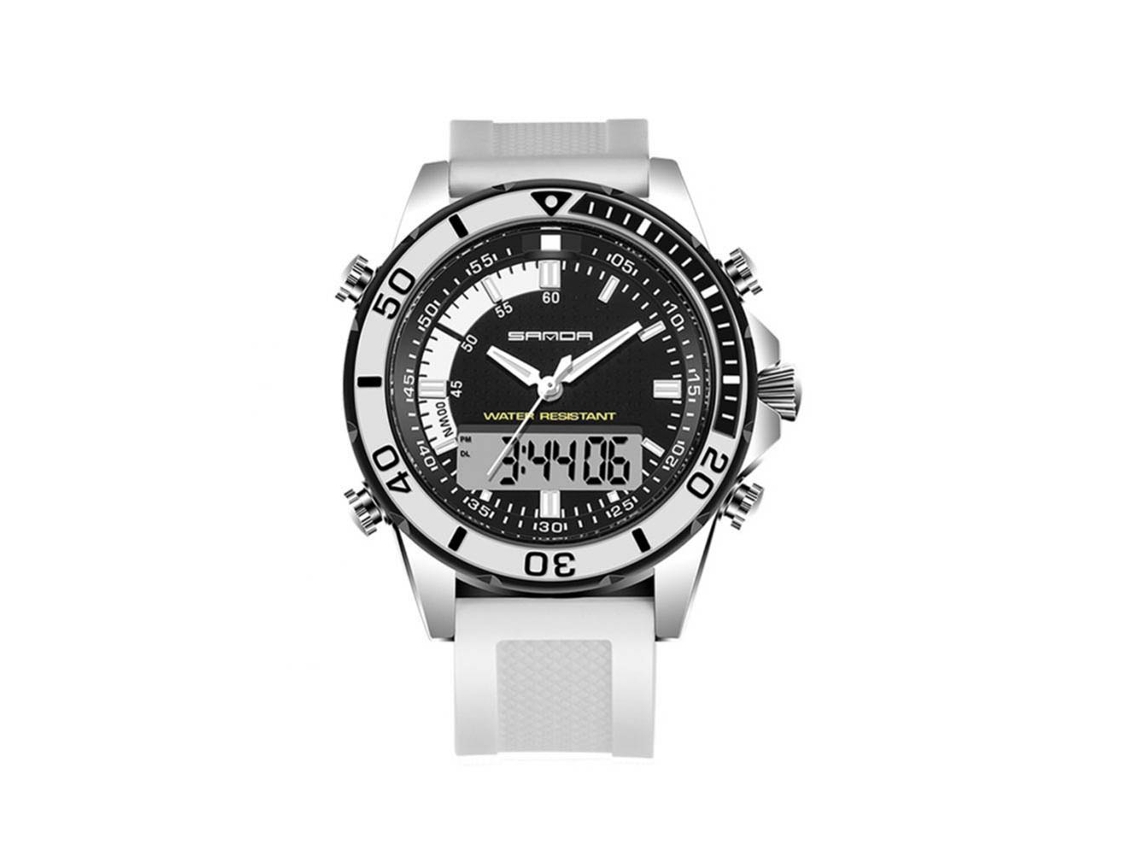 Reloj Electrónico Deportivo Sanda Multifuncional Impermeable Con Doble Pantalla (blanco)