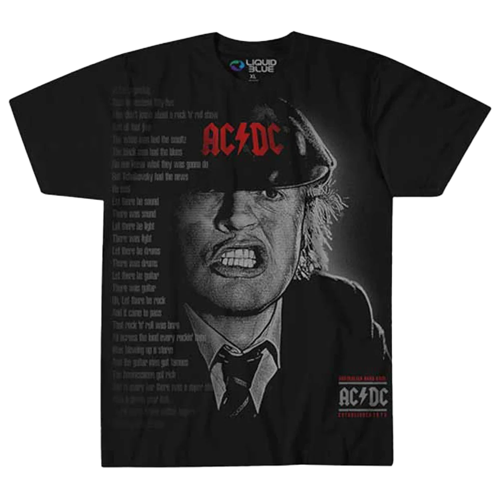 Ac/dc Angus Face Lyrics T-shirt Unisex Rockinstone Size:l