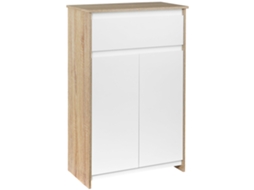 Móvel Auxiliar Casa de Banho com 1 Gaveta e 2 Portas BTFORUS (60x30x90cm) Branco e Madeira
