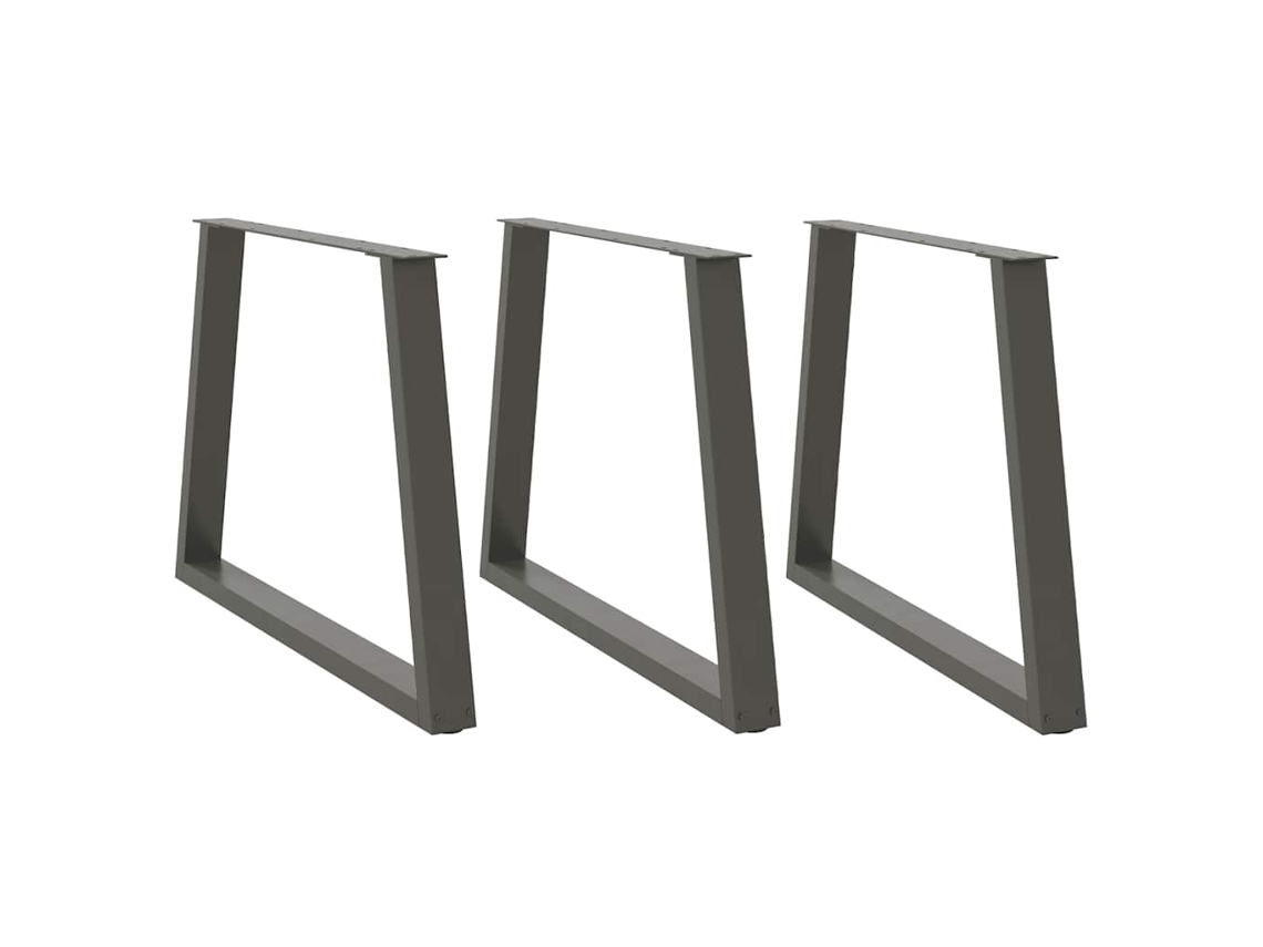Vidaxl Pés Para Mesa De Jantar Em V, 3 Peças, Antracite, 90x (72-73,3) Cm, Aço
