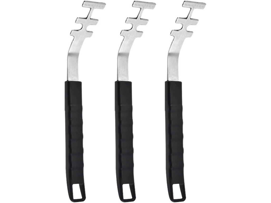 Kichouse Levantador de Grelha, Aço Inoxidável e Plástico, 3 Peças, Ao Calor, Alças Robustas para Churrasqueiras e CHABERLU