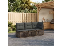 Vidaxl Conjunto De Sofá De Jardim 3 Unid. 3-número De Lugares Cinzento
