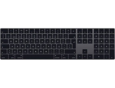 Teclado APPLE Magic (Português - Teclado Numérico - Cinzento Sideral) — Layout Português | Wireless, USB e Bluetooth