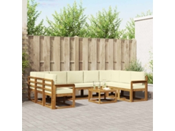 Vidaxl Conjunto De Sofás Para Exterior 10 Unid. Natural E Creme