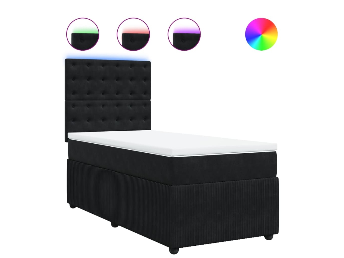 Box Spring Bed, Box Spring Beds Vidaxl Preto Veludo (90 X 200 Cm)