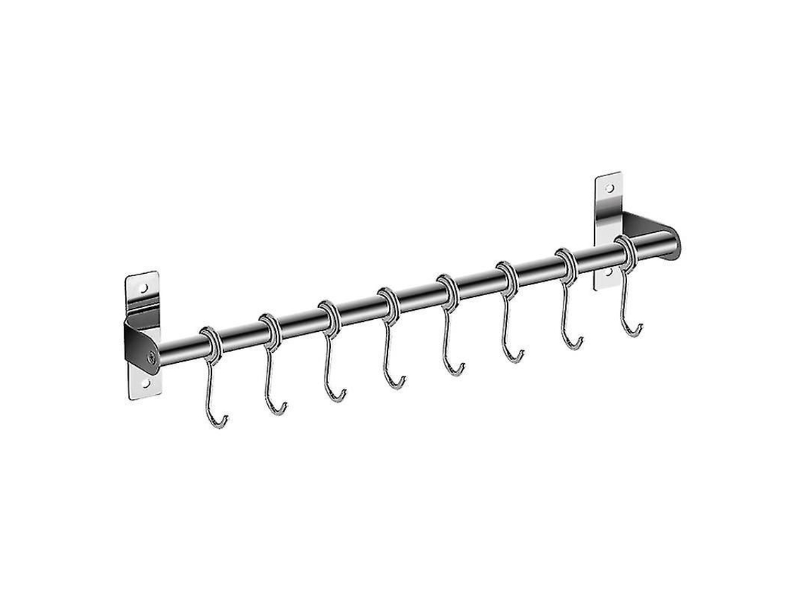 Suporte de parede para utensílios Fasst em aço inoxidável com 6/8/10 ganchos removíveis para cozinha e banheiro.