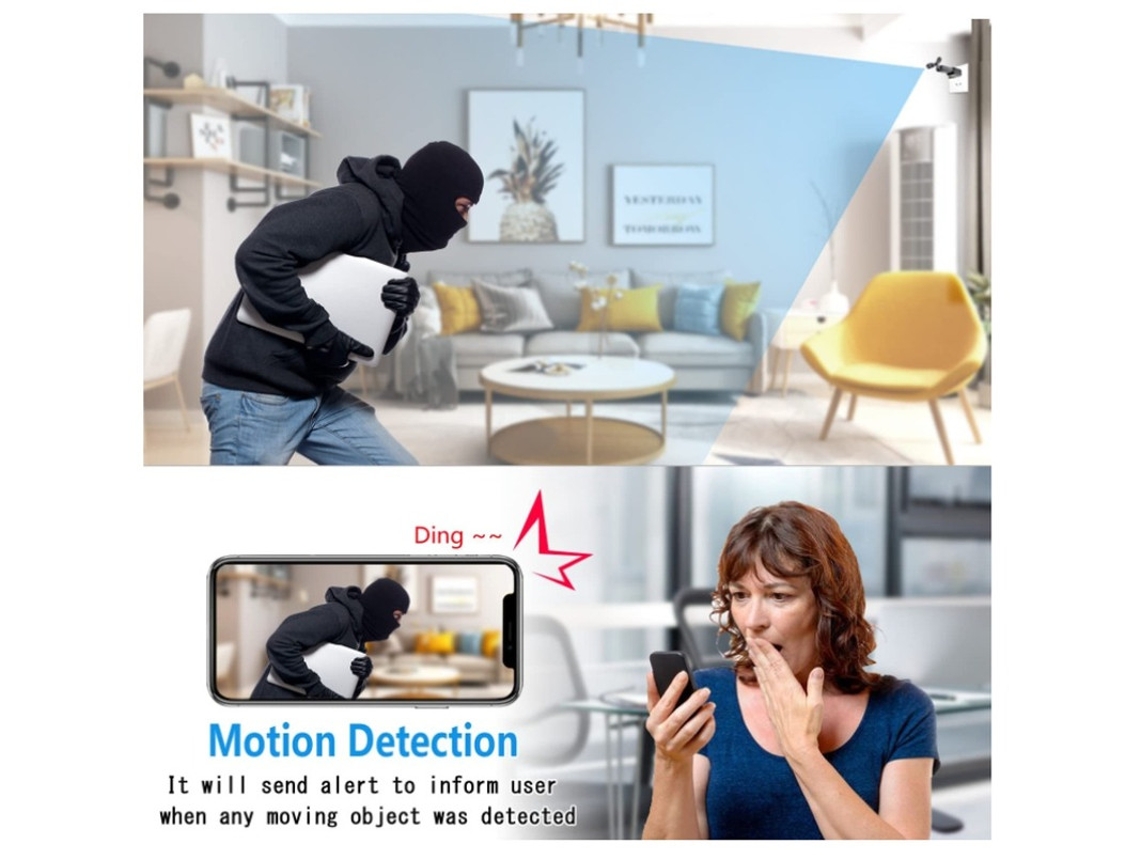 Minicâmera de segurança HD 1080P com visão noturna, detecção de movimento e visualização remota. Compatível com Android/iOS e PC. 64 GB. Preta. Bestvite.