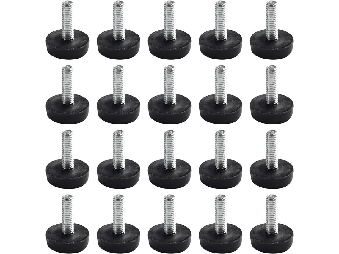 Pacote Com 20 Pés Niveladores De Metal E Plástico Rosca M6 Móveis, Ajustáveis E Deslizantes, Ideais Mesas
