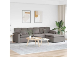 Vidaxl Sofá Modular Com Pufes E Almofadas Cinzento-acastanhado