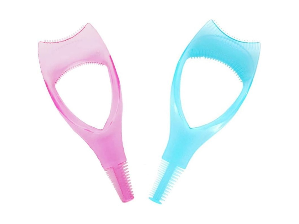 Ferramenta de Maquiagem de Cílios Linjou Aplicador de Máscara para Cílios Superiores e Inferiores Rosa+azul