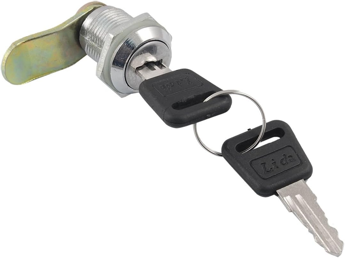 Trava de Came Quarto Volta com Rosca 17,5 Mm para Gaveta Mesa Ferramentas + 2 Chaves CHABERLU
