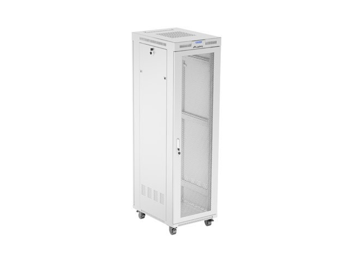 Armário de rack de chão 19 42u 600x800 cinza perfurado porta lcd Lanberg (pacote plano)