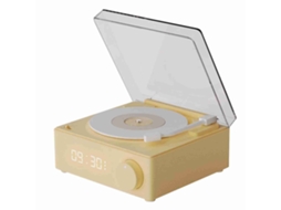 Caixa de Som Bluetooth Sem Fio EOOCOO (vinil Vintage, Função de Relógio Despertador)