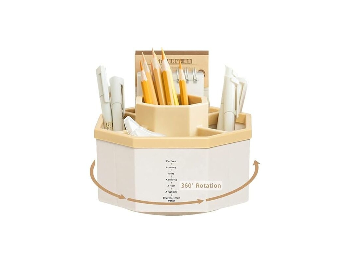Porta-lápis giratório, porta-canetas de mesa com adesivos antiderrapantes, organizador de mesa Slowmoose com rotação de 360 ​​graus