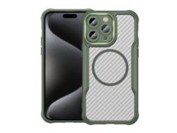Capa Transparente Para Iphone 15 Pro - Textura De Fibra De Carbono - Magsafe