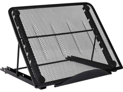 Suporte para Laptop Multiângulo em Aço Inoxidável, Ajustável, Ergonômico, Leve e Ventilado, Preto, com Relógio BRILVIBERA