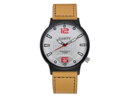 Reloj De Pulsera Para Hombre Clásico Estilo Lujo Cuero Pu Analógico De Quartzo Beige