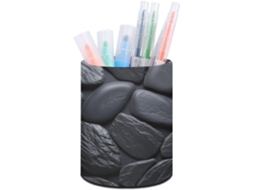 Porta Canetas de Mesa, Design Em Pedra Preta, Organizador de Canetas de Mesa, Porta Pinceis Decorativos para Maquiagem