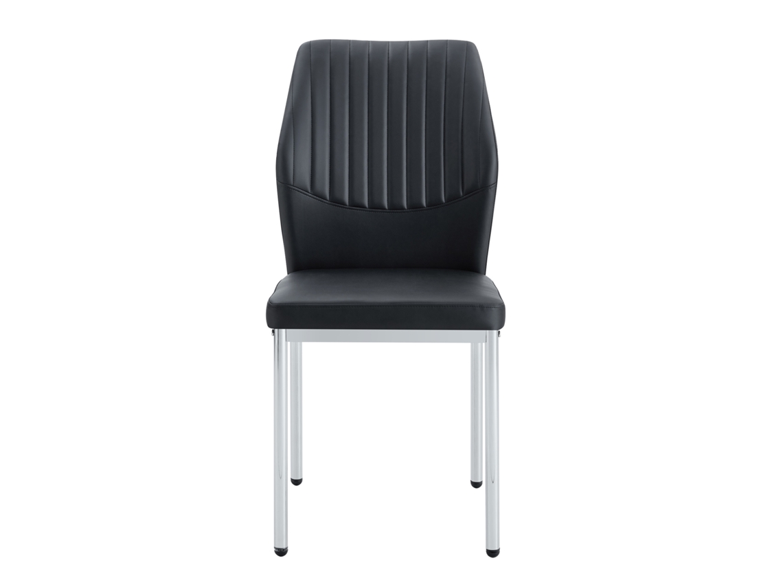 Conjunto de 4 Cadeiras Elegantes para Jantar em Pu Preto e Pés de Metal Prateado,ideal para Ambientes Luxuosos e Modernos PAPRIKA