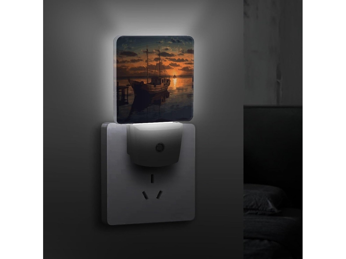 Luminária Noturna Em Formato De Barco, Tomada De Parede, Luz Noturna Led Com Sensor Crepuscular, Luminária Decorativa