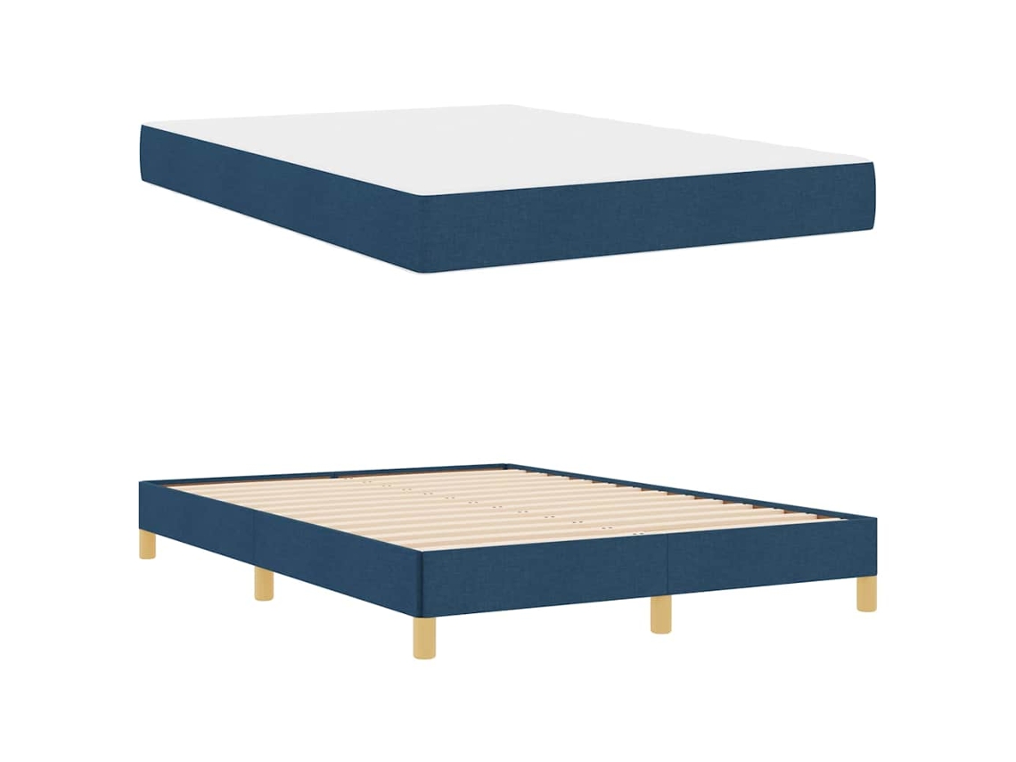 Conjunto 1 Cama Box Vidaxl Azul Tecido (140 X 200 Cm)