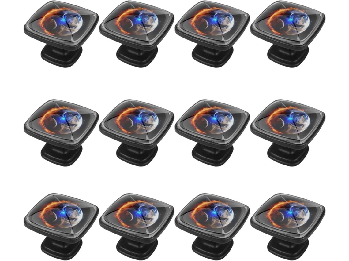 Puxadores Quadrados Para Armários De Cozinha, Puxadores Para Armários E Gavetas, 12 Peças, Yin Yang Fofoca Lua Terra 3d