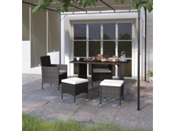 Vidaxl 4 Pcs Conjunto De Cadeiras E Bancos De Jardim Vime Pe Preto