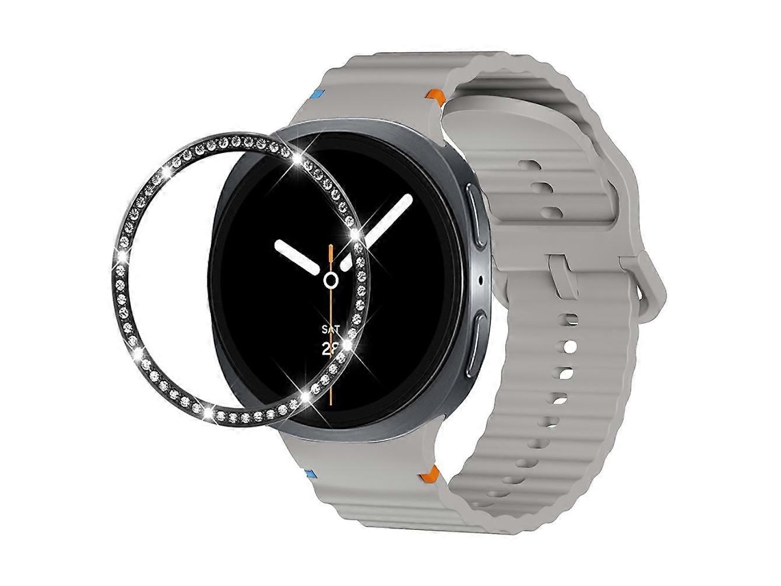 Pulseira De Silicone Com Bisel De Diamantes E Fivela Com Costura Ondulada.