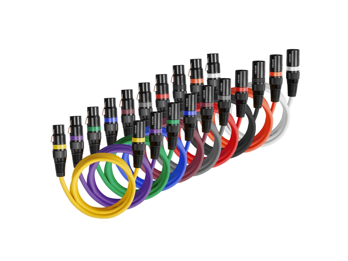 Cabo Xlr Vevor De 2 M Cabo De Microfone Dmx Balanceado Macho Para Fêmea 10 Unidades