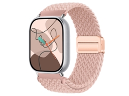 Pulseira de nylon com fecho magnético para Xiaomi Mi Band 10 Pro, Huawei Fit 5, Redmi Watch 6 - Conector Areia rosa