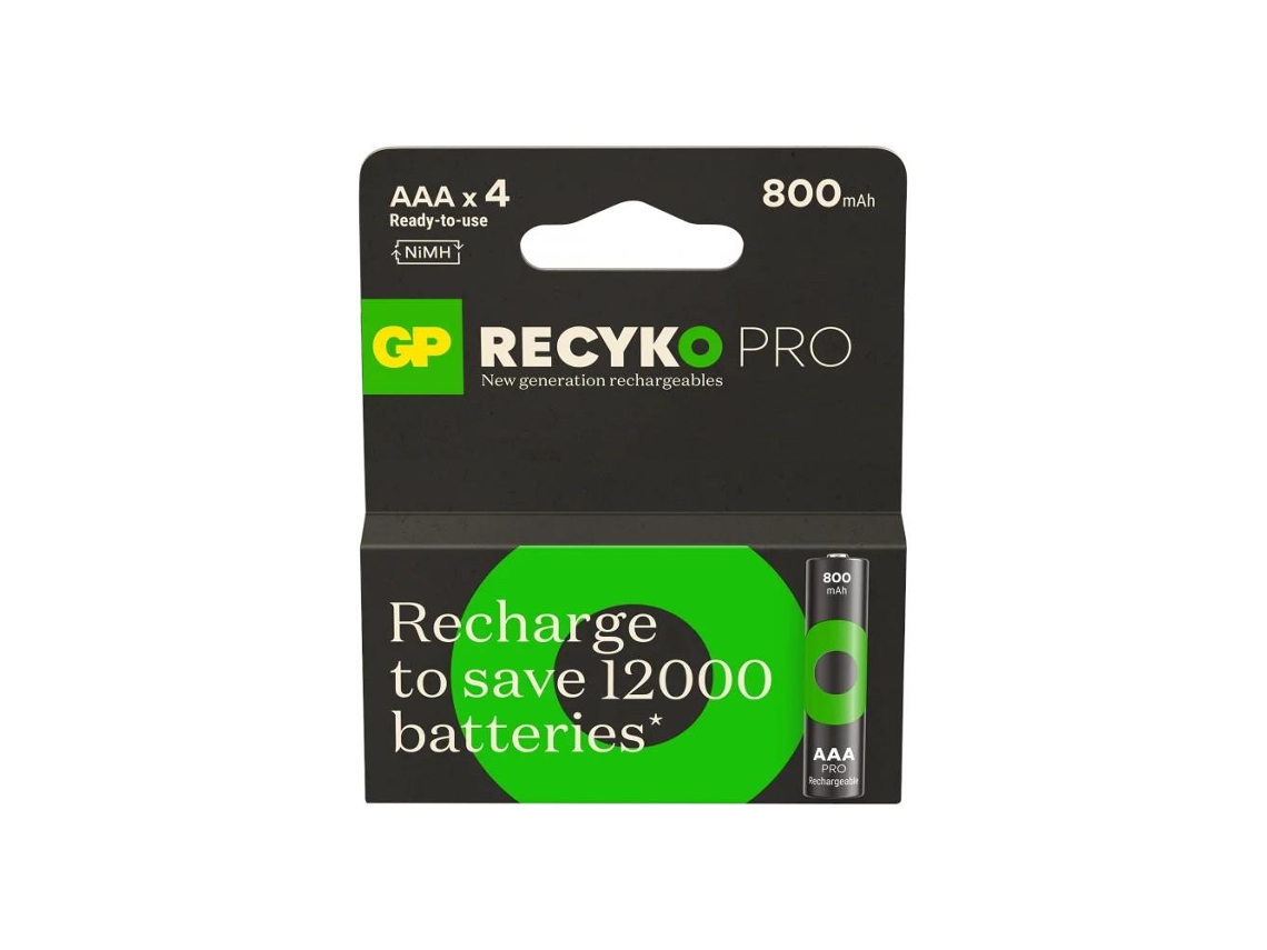 Pilhas GP Aaa Recyko Ni mh 800mah para Brinquedos de Controle Remoto (4 Unidades)