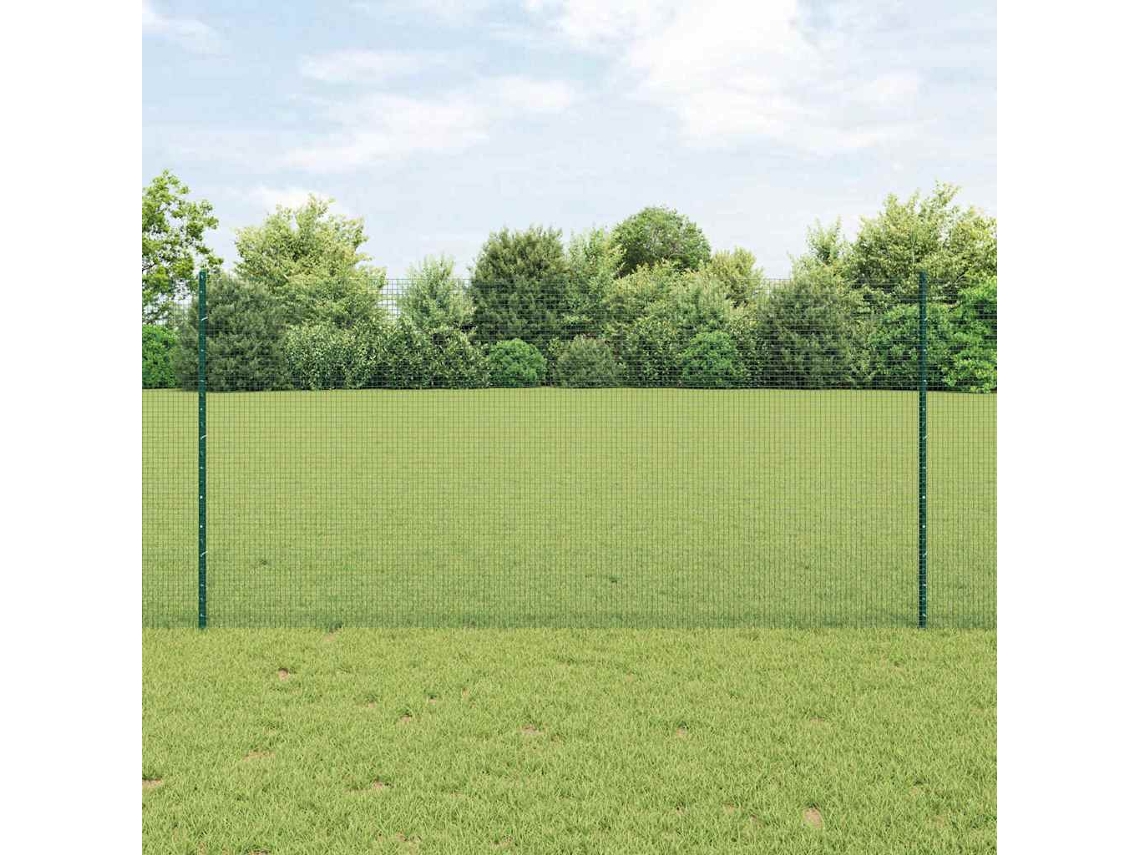 Vidaxl Cerca De Arame Soldado Com Postes 25 X 1,2 M Verde Malha