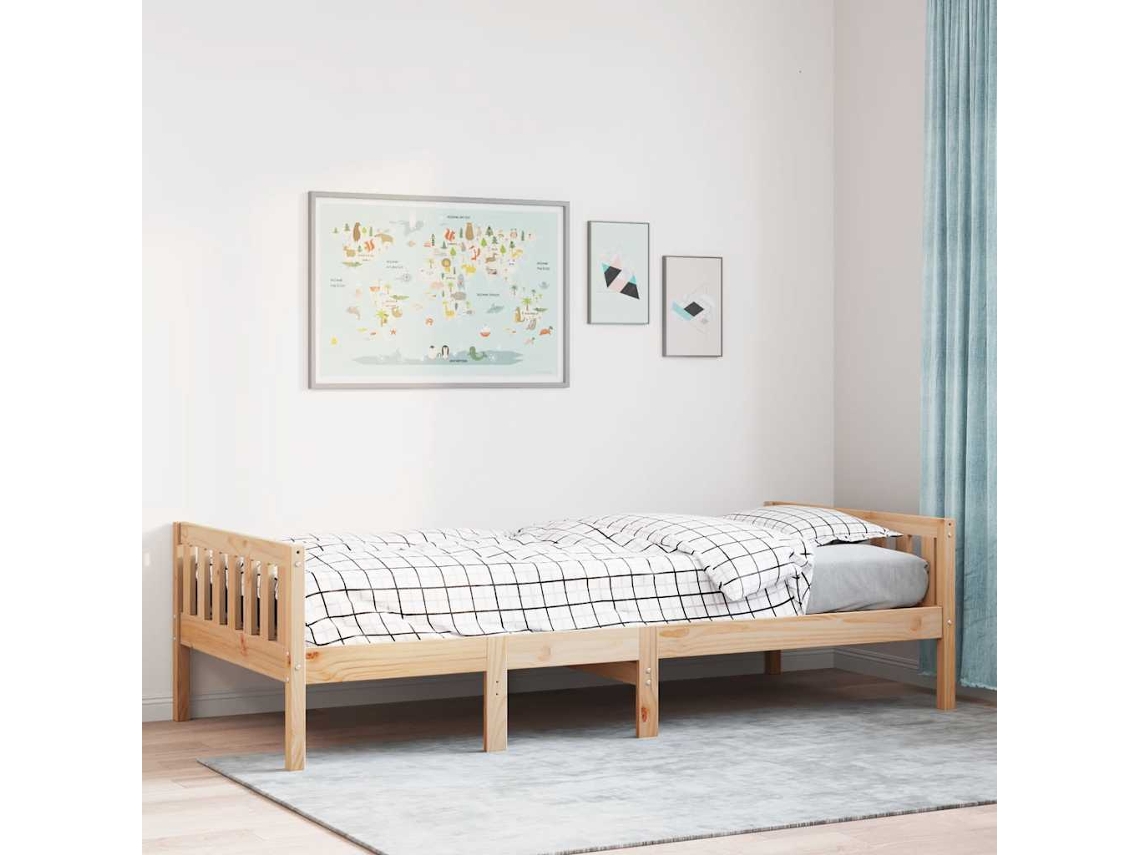 Cama De Criança Sem Colchão 90x190 Cm Madeira De Pinho Maciça