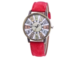 Reloj De Pareja Zhoulianfa Viento Antiguo Dial Moliño Acero Correa Cuero Quartzo Rojo Rosa