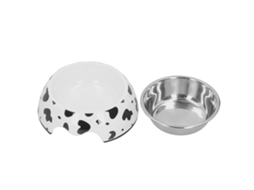 Tigela para Ração e Água para Cães com Base Antiderrapante, de Aço Inoxidável para Animais de Estimação com Textura Fofa de Vaca AQUAFORGE