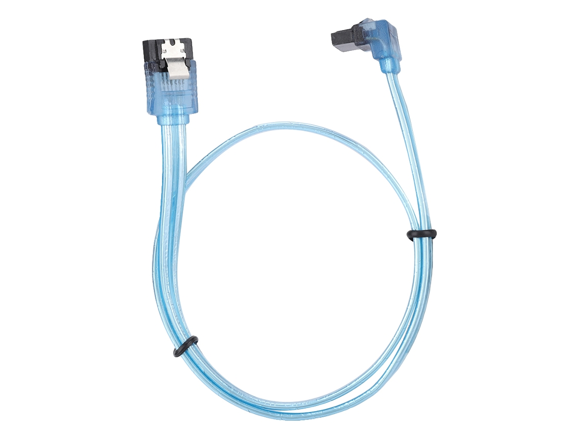 Cabo De Dados Sata 3.0 De 50cm Alta Velocidade 6gbps Com Cotovelo De 90° Azul Transparente