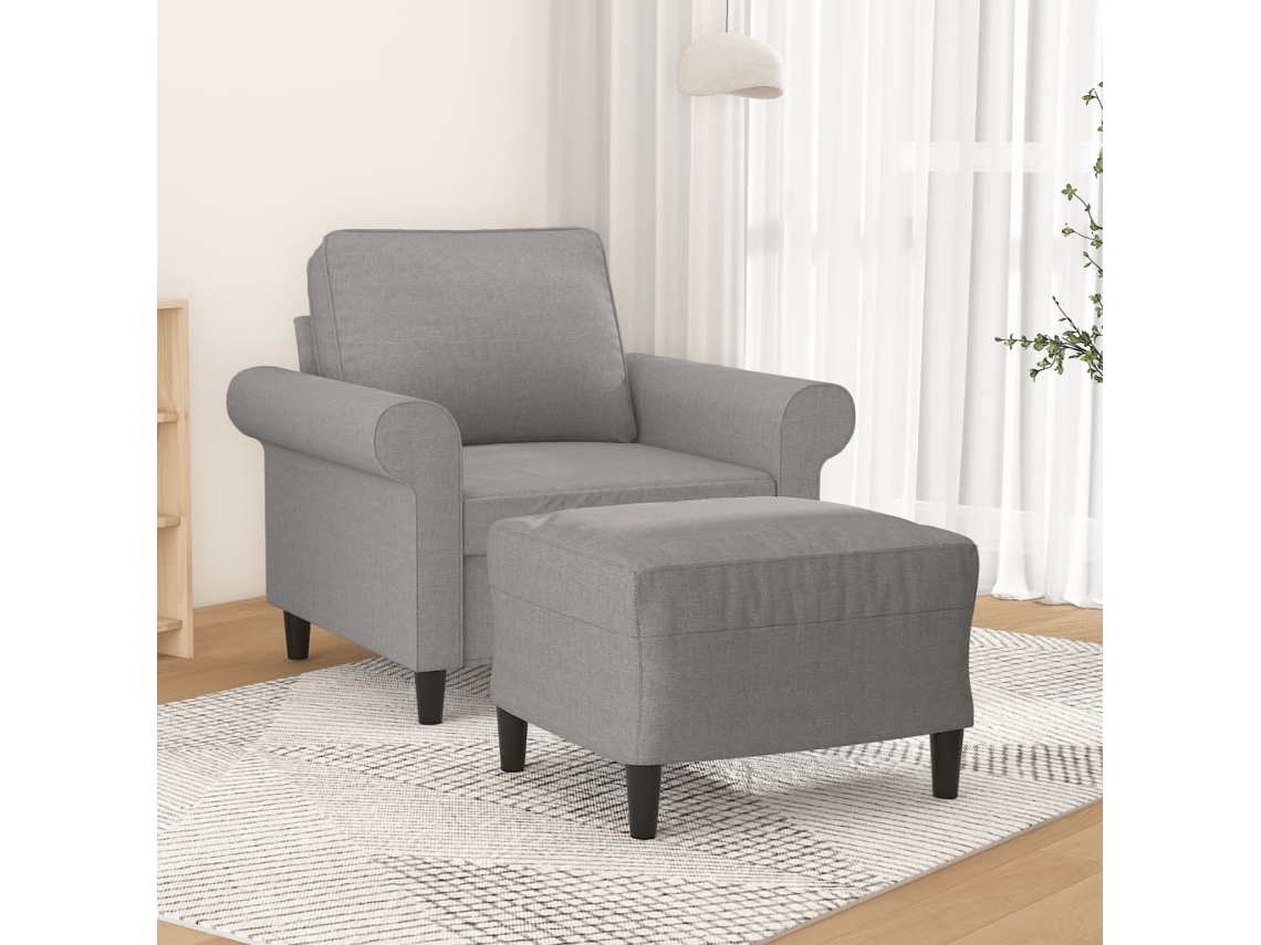 Vidaxl Poltrona Com Apoio De Pés 60 Cm Tecido Cinzento-claro
