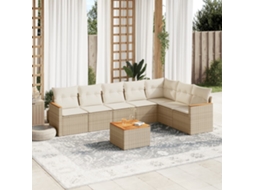 Vidaxl 8 Pcs Conjunto de Sofás P/ Jardim com Almofadões Vime Pe Bege