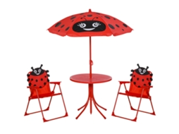 Conjunto de Mesa e Cadeiras Infantil de Jardim com Guarda-sol BTFORUS (100-125cm)