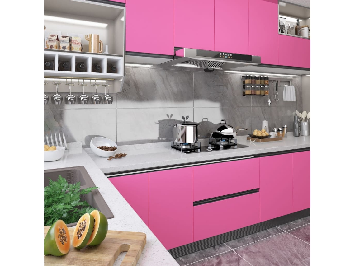 Vidaxl Autocolante Para Móveis 500x90 Cm Pvc Rosa Brilhante