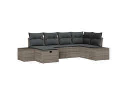 Conjunto 7 Sofá De Jardim Vidaxl Cinzento Vime Pe (264 X 154 X 85 Cm)