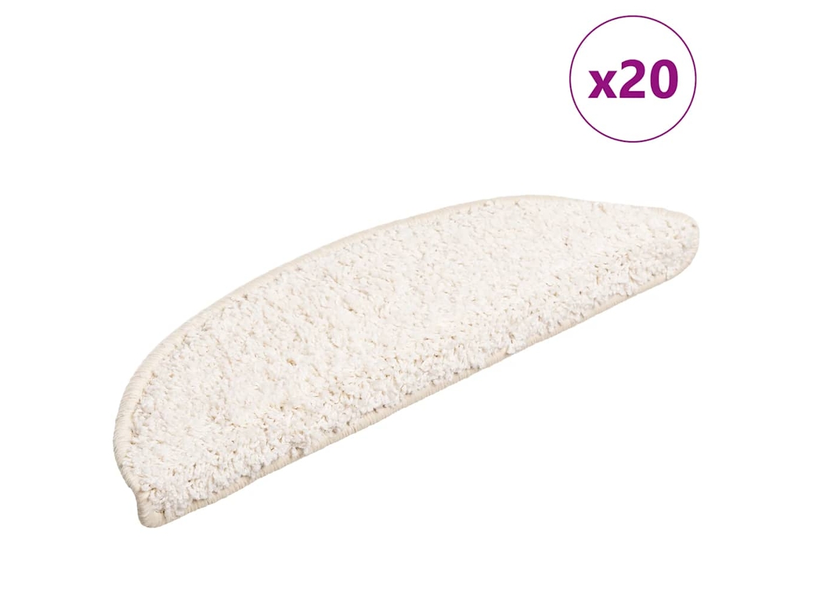 Vidaxl Tapetes De Escada 20 Peças 56x17x3 Cm Branco Semicircular