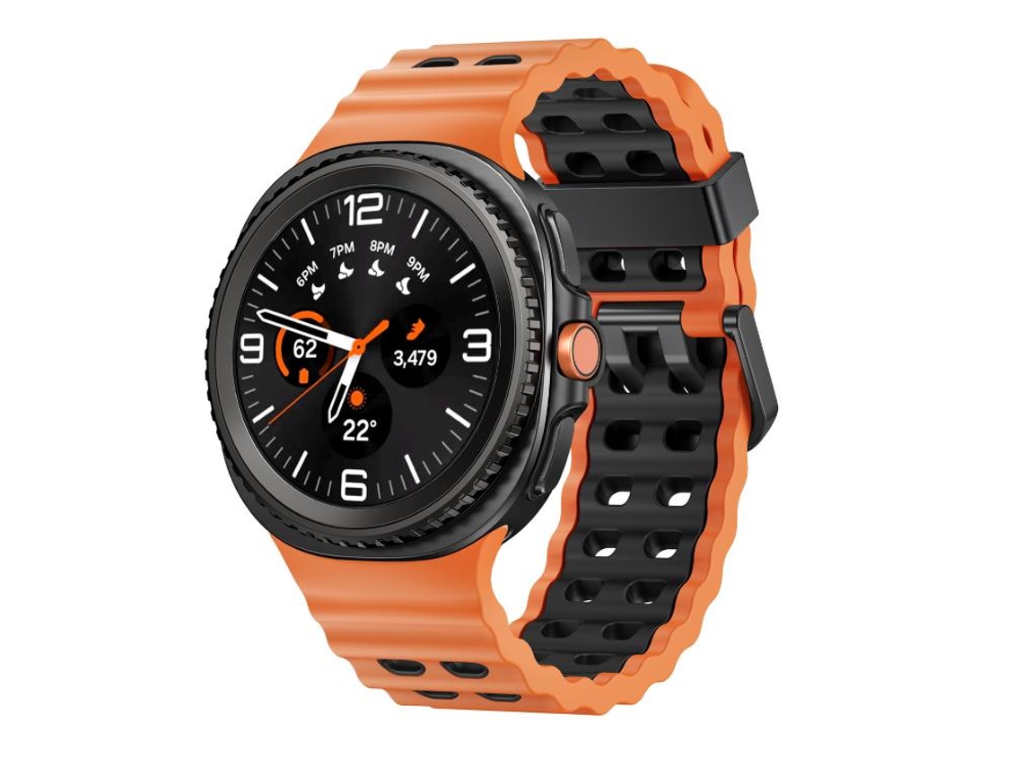 Bracelete Silicone Bicolor com Fivela de Liberação Rápida para Samsung Galaxy Watch 8 / 8 Classic Laranja e Preto XIAOMOYU