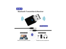 Adaptador Transmissor Receptor Bluetooth 5.0 Com Entrada Aux De 3,5 Mm