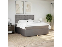 Cama Com Molas/colchão 180x200 Cm Tecido Castanho-acinzentado